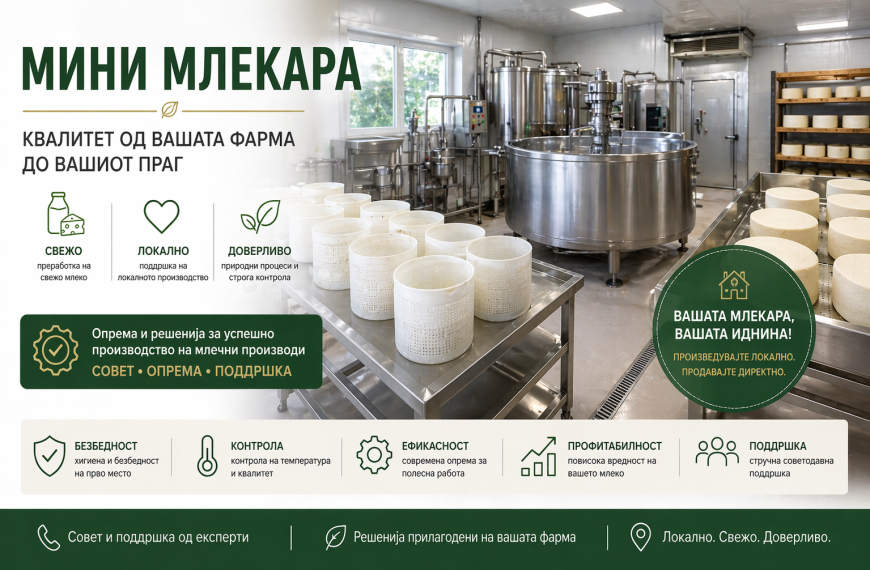 Потребна опрема за преработка на млеко на фарма