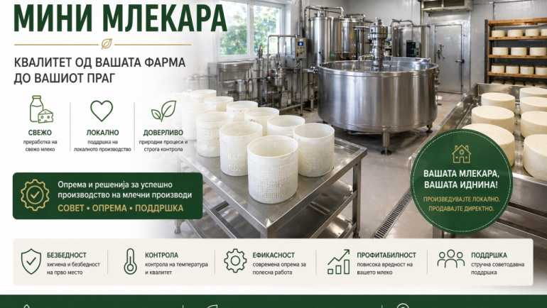 Потребна опрема за преработка на млеко на фарма